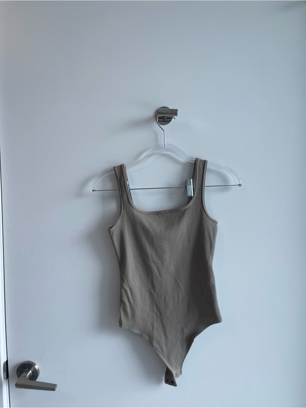 Abercombie Ribbed Sleeveless Bodysuit in Taupe